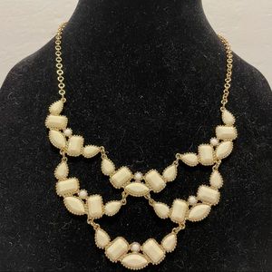 gold cream multi faceted cascading necklace 18-21”
